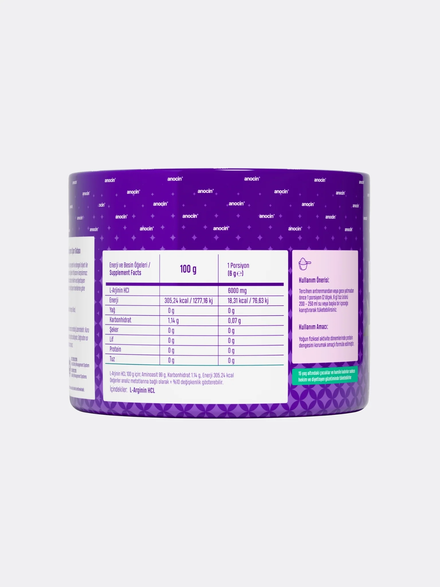 L-ARGININE HCL 240 G / 40 SERVİS / 1 PORSİYON 6G - Image 3