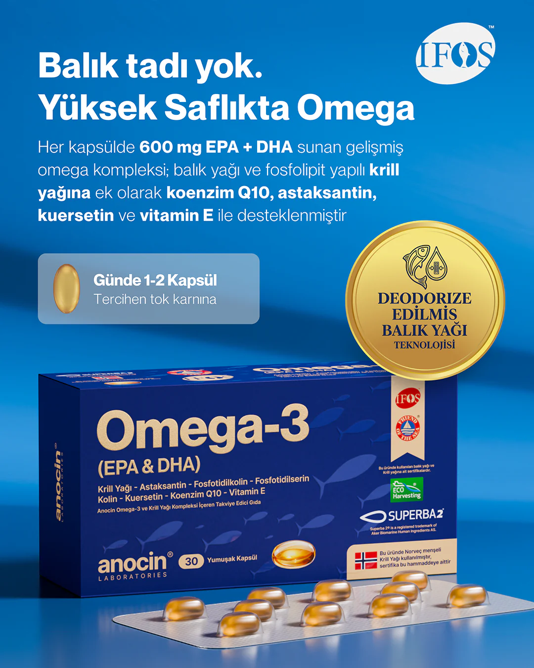 Omega-3 Complex 600 mg EPA DHA | Balık Yağı ve Fosfolipid Yapılı Krill Yağı - Image 2